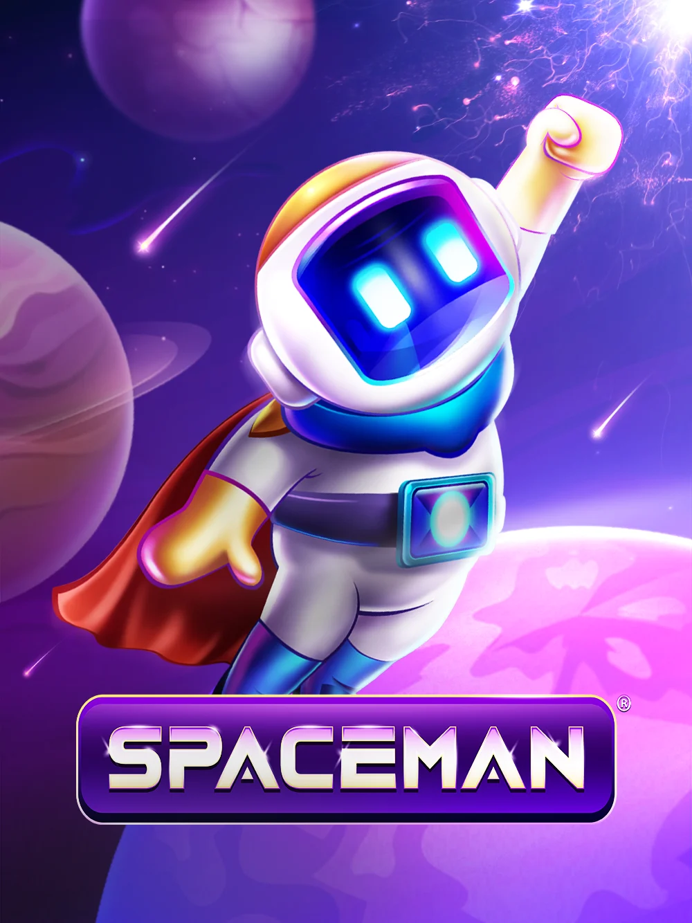 Tarjeta de juego espacial con estética sci-fi y vibra de slots futuristas.